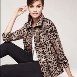 WHBM Leopard Swing Trench Coat Jacket size 2